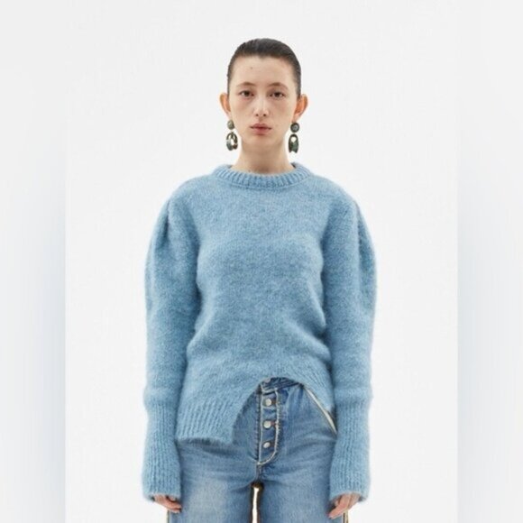 ANDERSSON BELL Roya Alpaca Puff Sleeve Sweater - Sky Blue - Picture 1 of 13